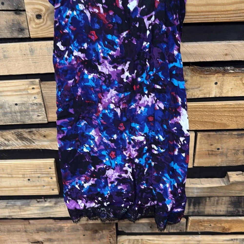 Y2K Vintage Express Lace Trim Watercolor Slip‎ Dress Size Medium